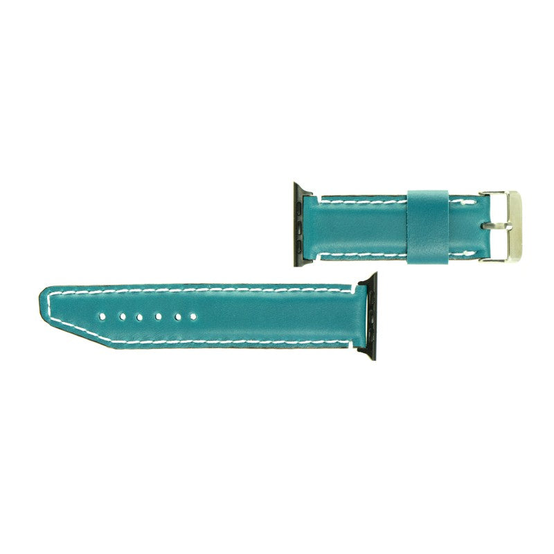 Apple Watch strap Full Grain leather turquoise classic model. Compatible with all series