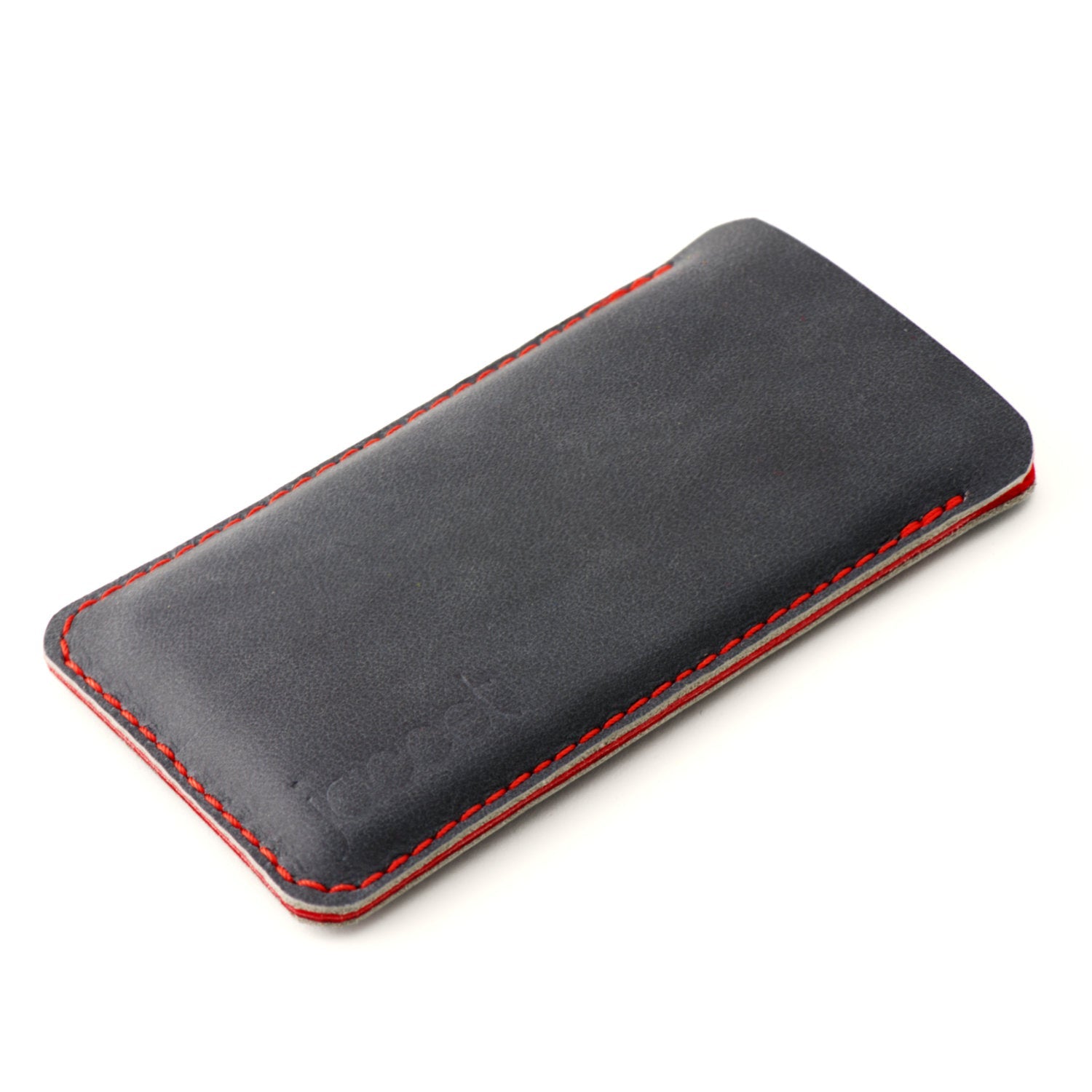 JACCET leather Sony Xperia sleeve - anthracite/black leather with red wool felt. 100% Handmade
