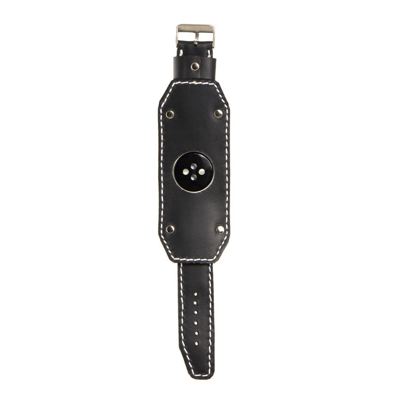 Apple Watch strap Full Grain leather black cuff model. Compatible with all series