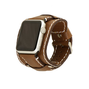 Apple Watch band Volnerf leer bruin cuff model. Beschikbaar voor alle series