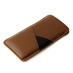 Full-grain leather Samsung Galaxy sleeve - Brown leather with two pockets voor cards