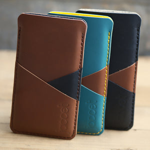 Full-grain leather Xiaomi sleeve - Brown leather with two pockets voor cards