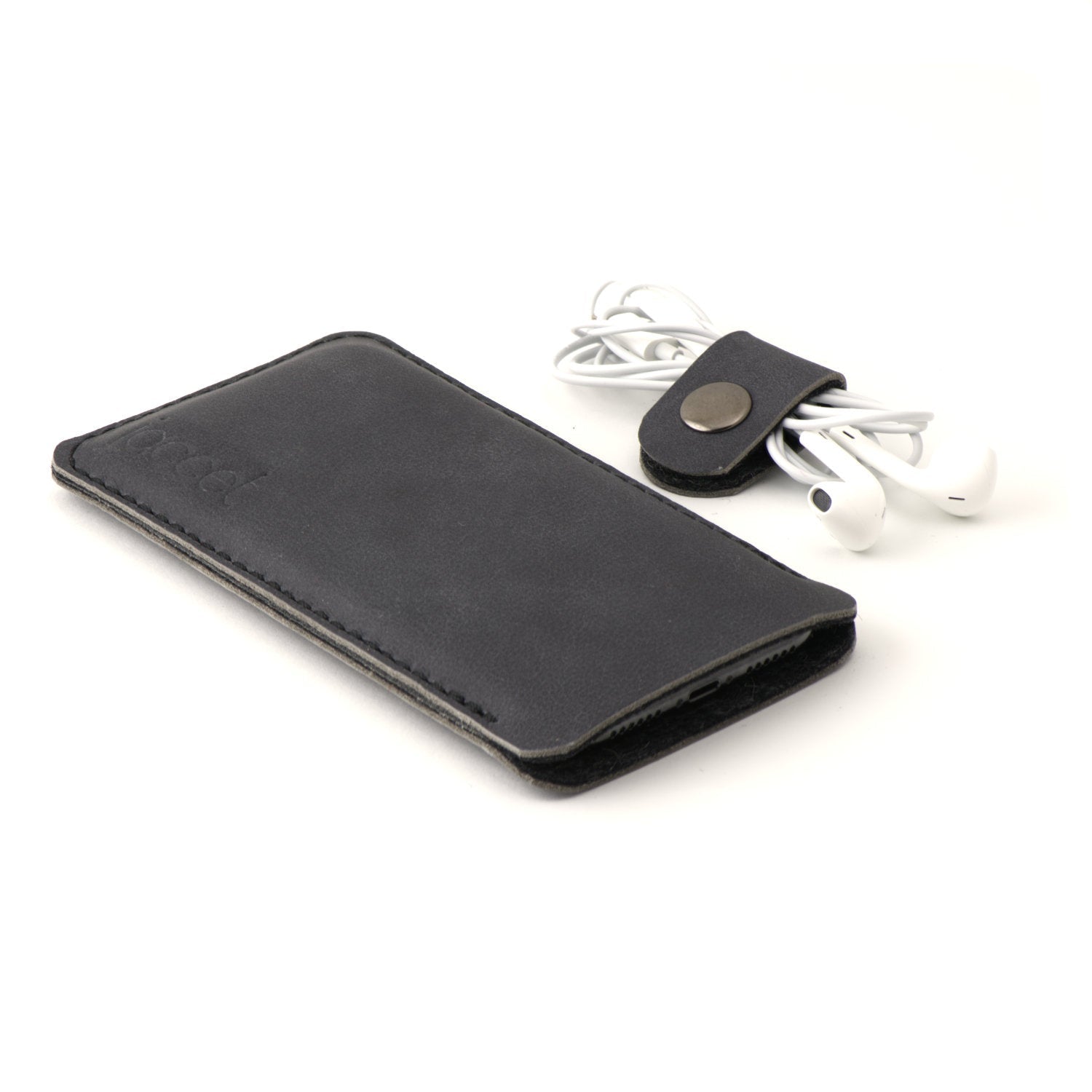 JACCET leather OnePlus sleeve - anthracite/black leather with black wool felt. 100% Handmade