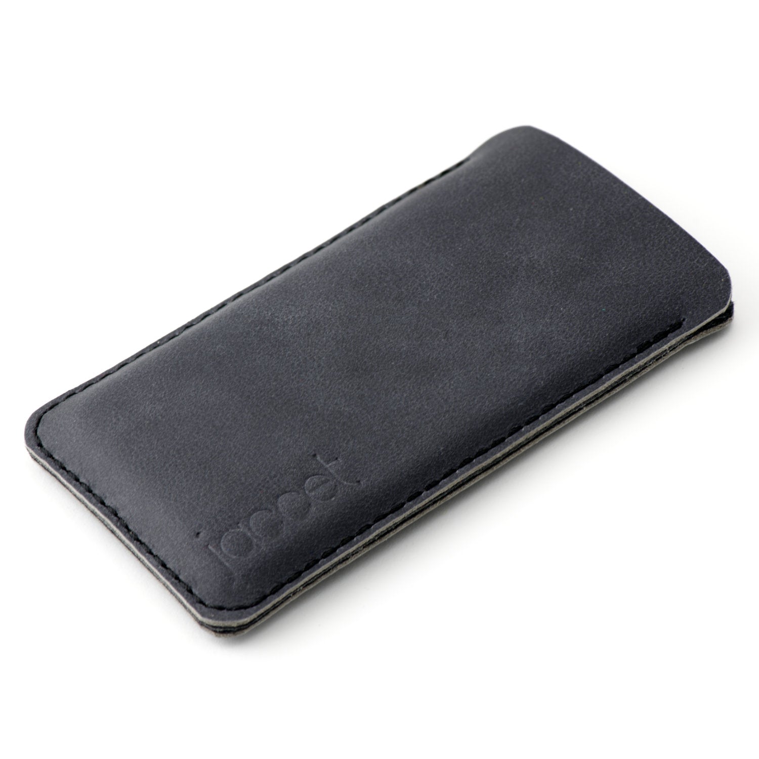JACCET leather iPhone sleeve - anthracite/black leather with black wool felt. 100% Handmade