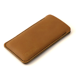 JACCET leather Google Pixel sleeve - Cognac color leather with black wool felt - 100% Handmade